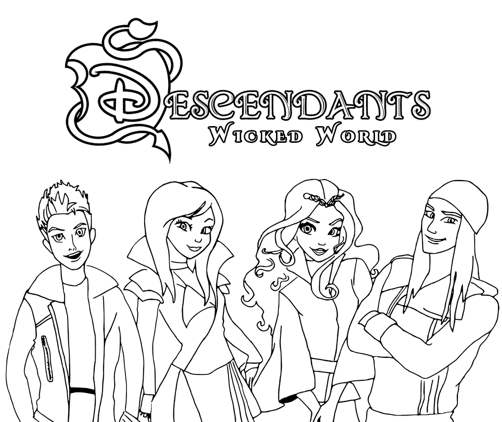 1024x860 Descendants Wicked World Coloring Pages