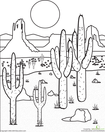 349x440 Color The Desert Landscape Worksheets, Deserts And Landscaping