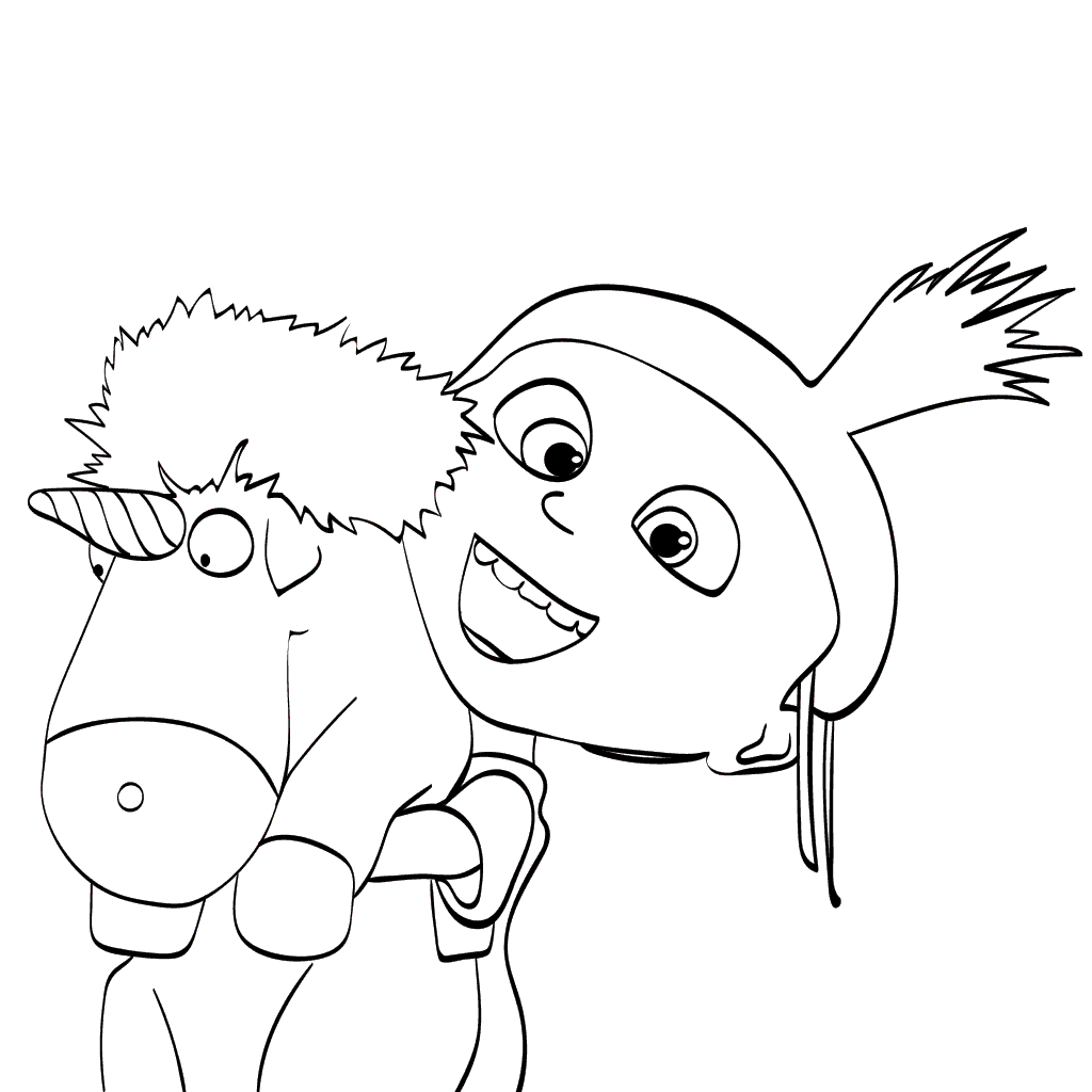 1024x1024 Despicable Me 3 Coloring Pages Agnes With Unicorn Toy