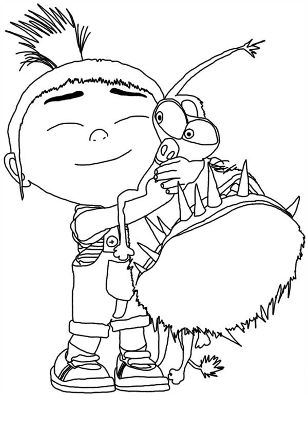 600x840 Agnes Hugging Grus Dog Despicable Me Coloring Page