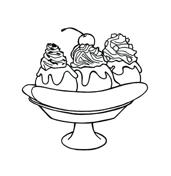 Banana Split Coloring Page Dessert Coloring Pages Banana Split 600x619 Banana Split Coloring Page Dessert Coloring Pages Banana Split