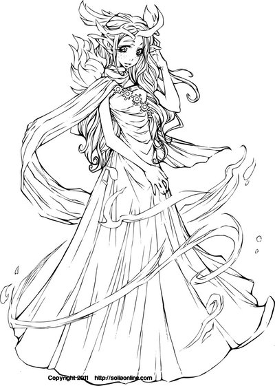 Anime Elf Coloring Pages 400x561 Anime Elf Coloring Pages
