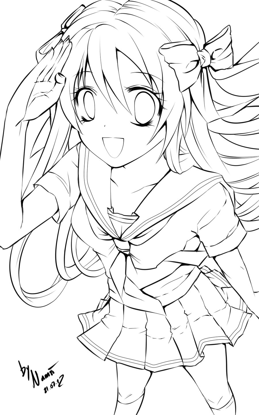 Anime Girl Outline Coloring Pages 900x1440 Anime Girl Outline Coloring Pages