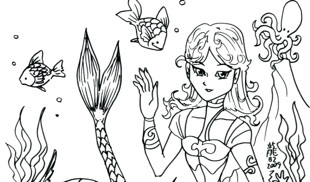 Anime Mermaid Coloring Pages Mermaid In Anime Coloring Page 1024x600 Anime Mermaid Coloring Pages Mermaid In Anime Coloring Page
