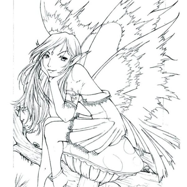 600x600 Detailed Fairy Coloring Pages Fairies Coloring Pages For Adults