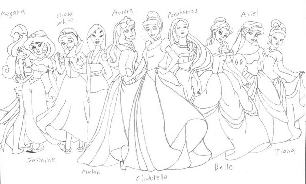 1048x630 Detailed Disney Princess Coloring Pages For And Print 474138