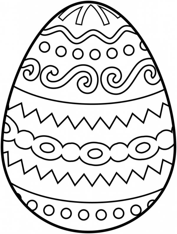 600x791 Decorative Striped Easter Egg Coloring Page
