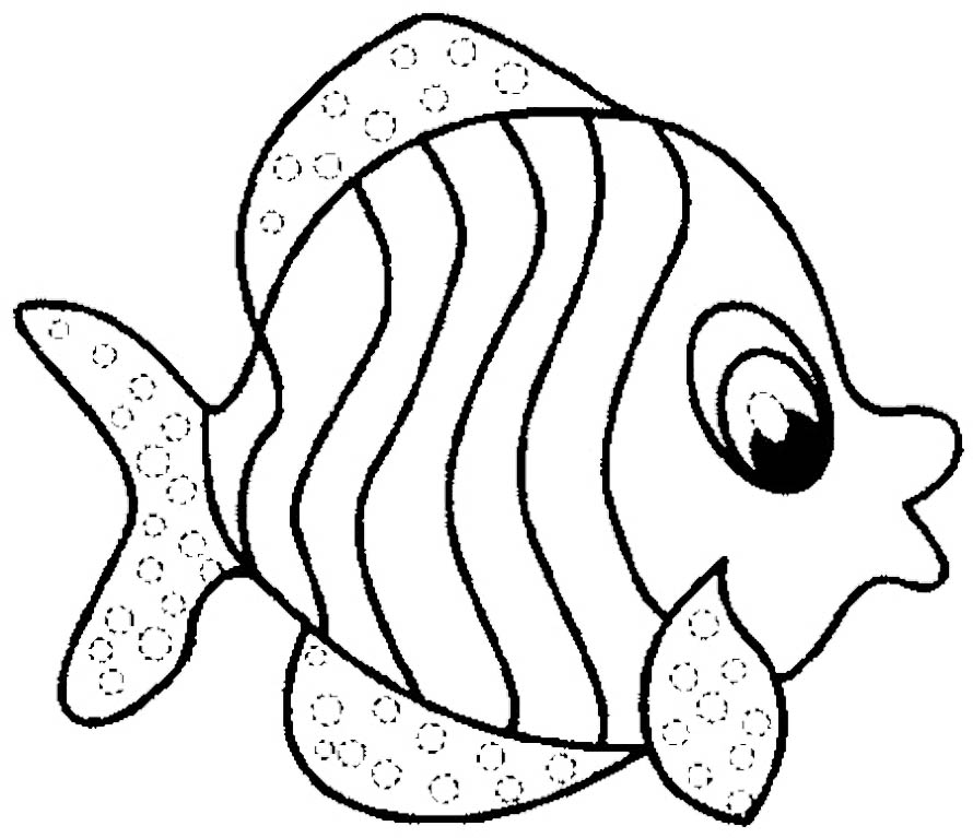 890x767 Fish Coloring Page