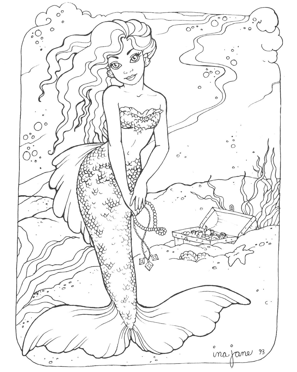 1200x1500 Detailed Mermaid Coloring Pages