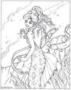 Detailed Mermaid Coloring Pages For Adults