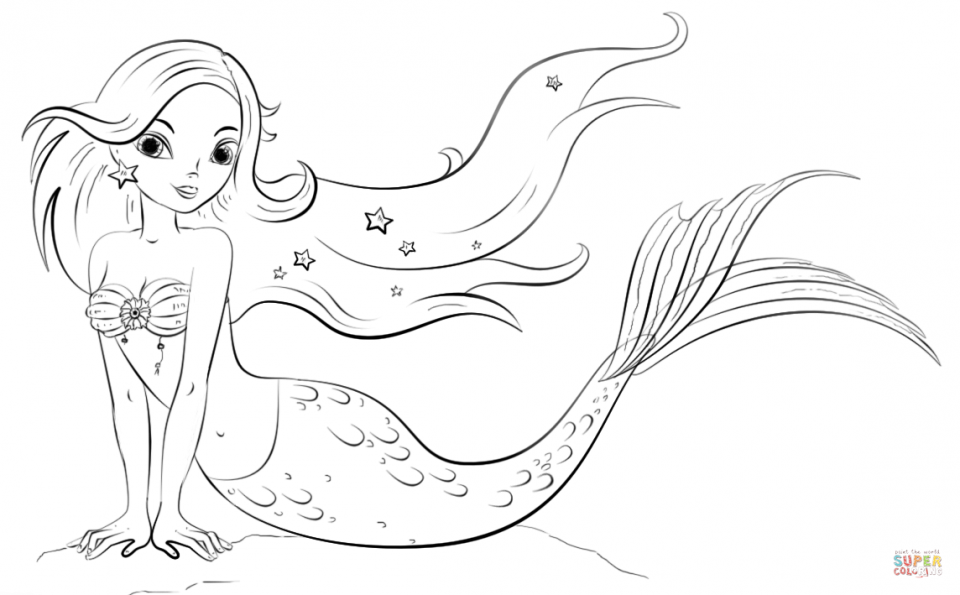 960x595 Mermaid Coloring Page Little Colouring Pages Pdf Detailed