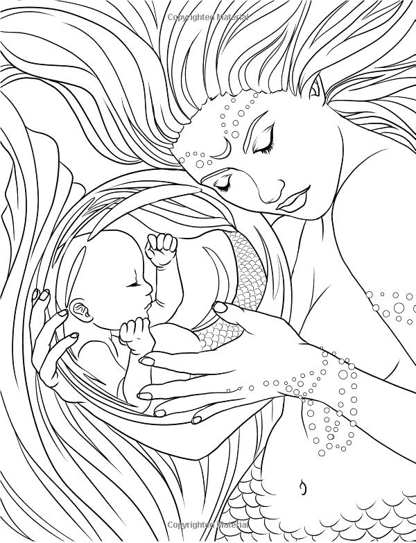 600x783 Mermaid Coloring Pages For Adults Cartoon Mermaid Coloring Pages