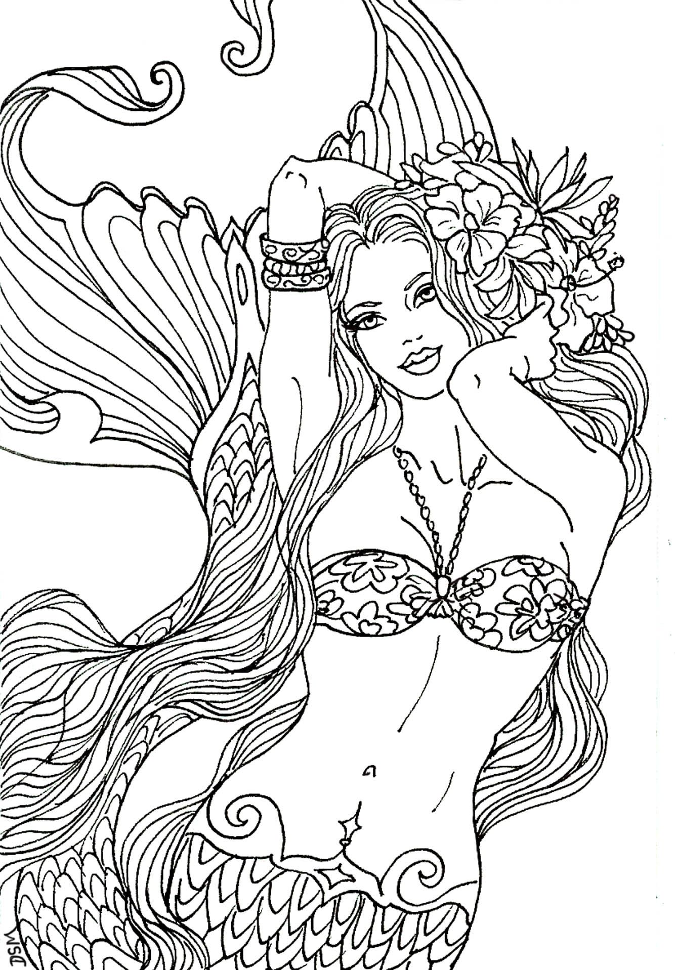 1334x1917 Realistic Mermaid Coloring Pages 17 M Line Games Barbie Tail