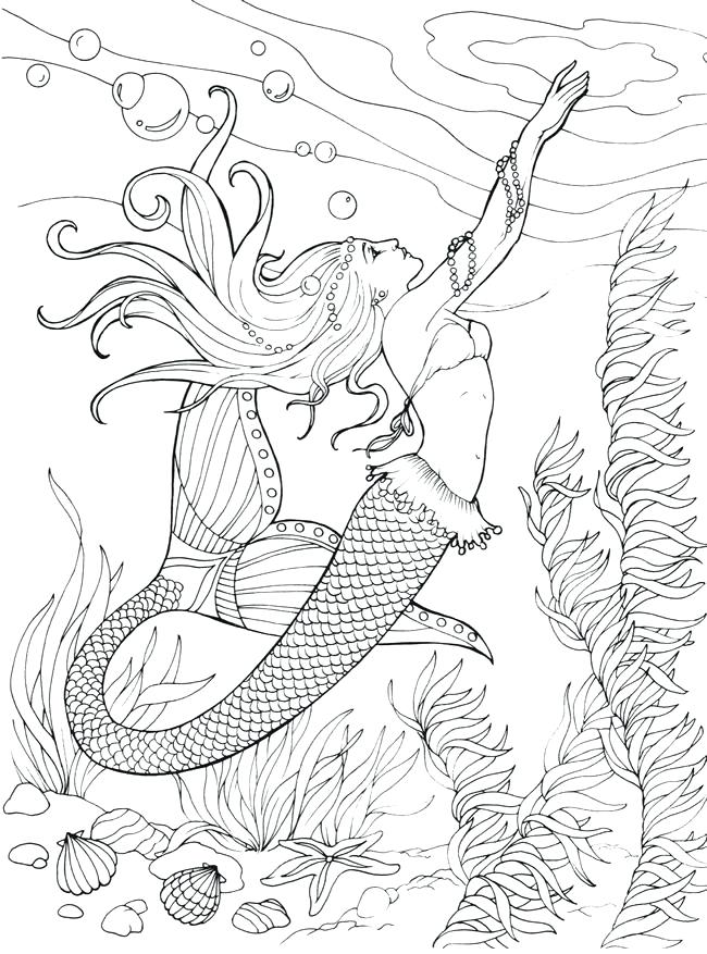 650x877 Mermaid Coloring Pages For Adults