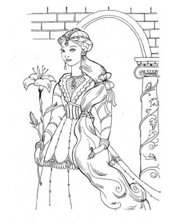 Detailed Medieval Princess Coloring Pages Medieval Princess 600x776 Detailed Medieval Princess Coloring Pages Medieval Princess