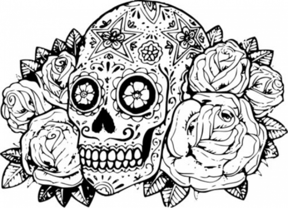 960x694 Skulls Coloring Pages For Adults Sugar Skull Coloring Page Sugar