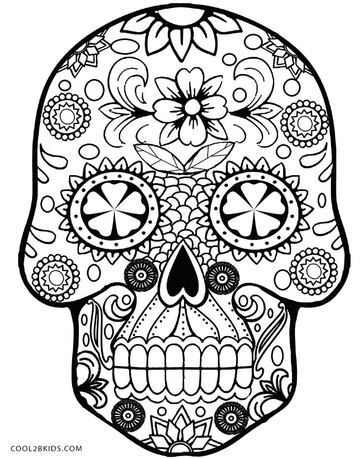 736x930 Sugar Skull Color Pages Pin Drawn Coloring Page 4 Pdf Free Skulls