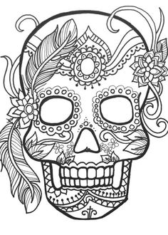 236x330 Day Of The Dead Sugar Skull Coloring Page Free Printable At Skulls