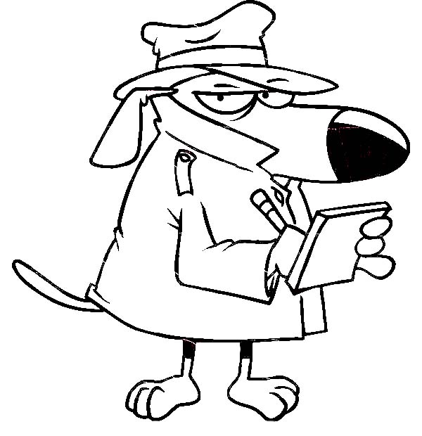 Dog Detective Taking Notes Coloring Page 600x620 Dog Detective Taking Notes Coloring Page