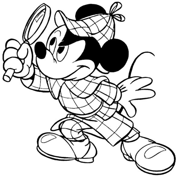 Mickey Mouse Detective Coloring Page Coloring 600x585 Mickey Mouse Detective Coloring Page Coloring