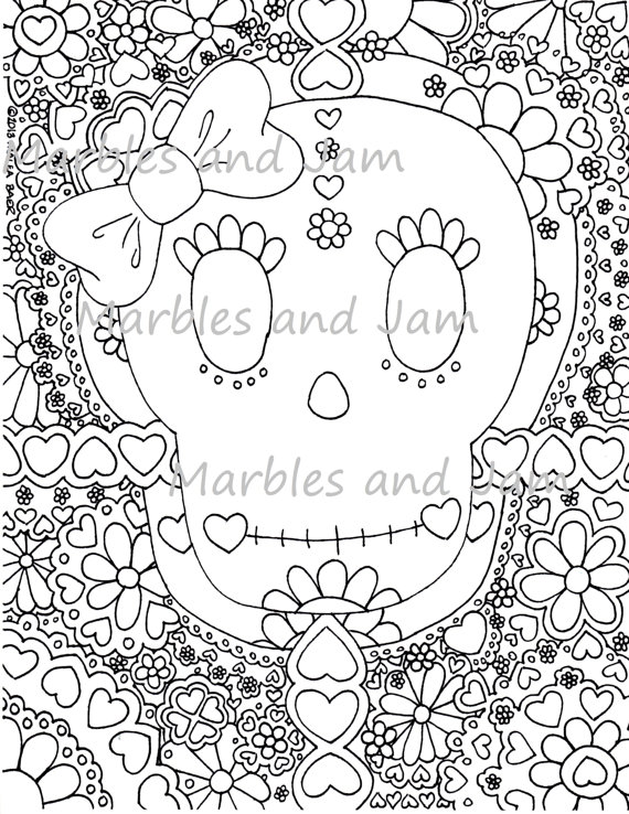 570x738 Day Of The Dead Sugar Skulls Coloring Page, Dia De Los Muertos