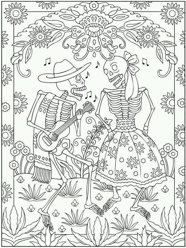 Dia De Los Muertos Couple Coloring Pages 650x865 Dia De Los Muertos Couple Coloring Pages