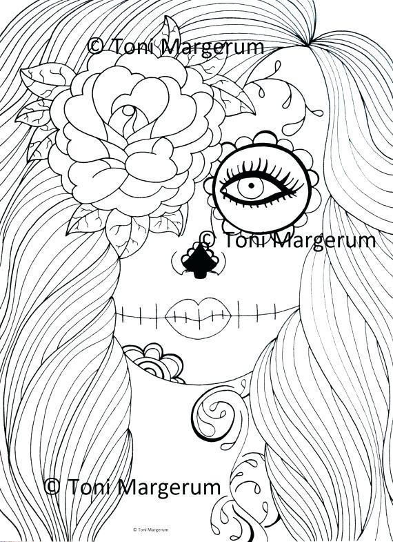 Dia De Los Muertos Printable Coloring Pages Day Of The Ad Stained 570x785 Dia De Los Muertos Printable Coloring Pages Day Of The Ad Stained
