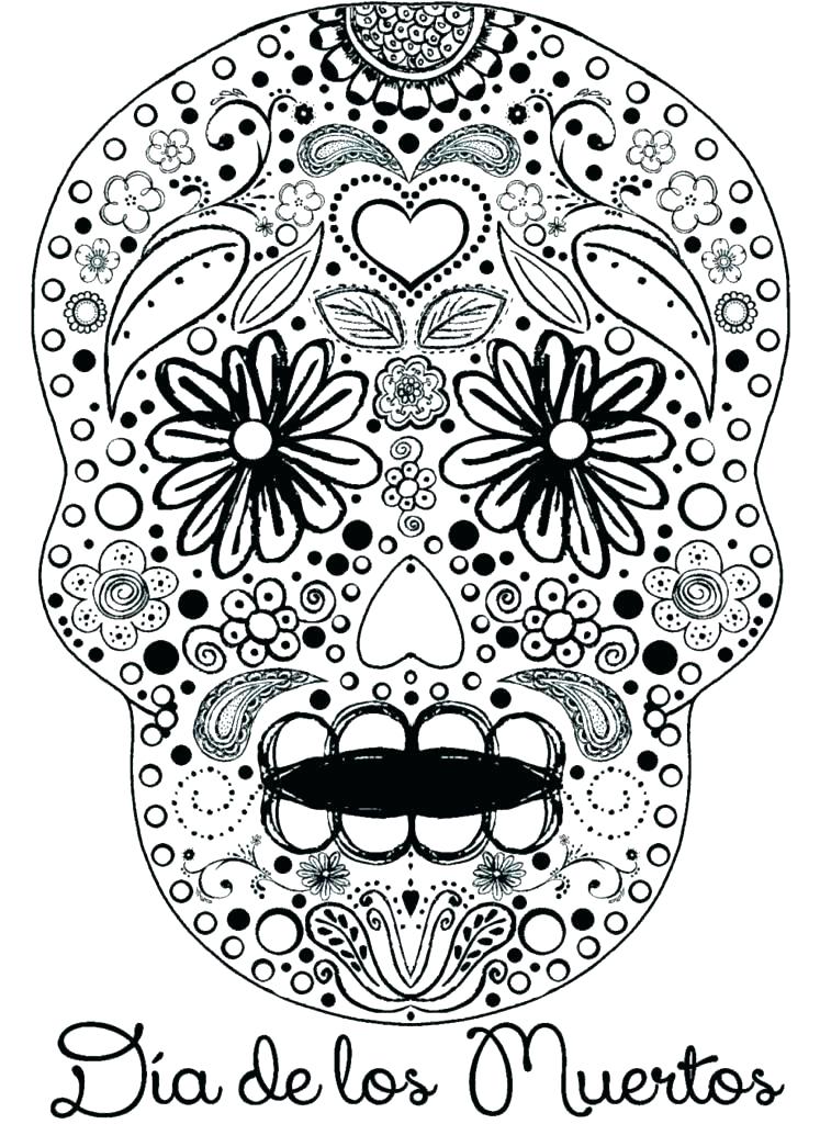 Day Of The Dead Coloring Page 747x1024 Day Of The Dead Coloring Page