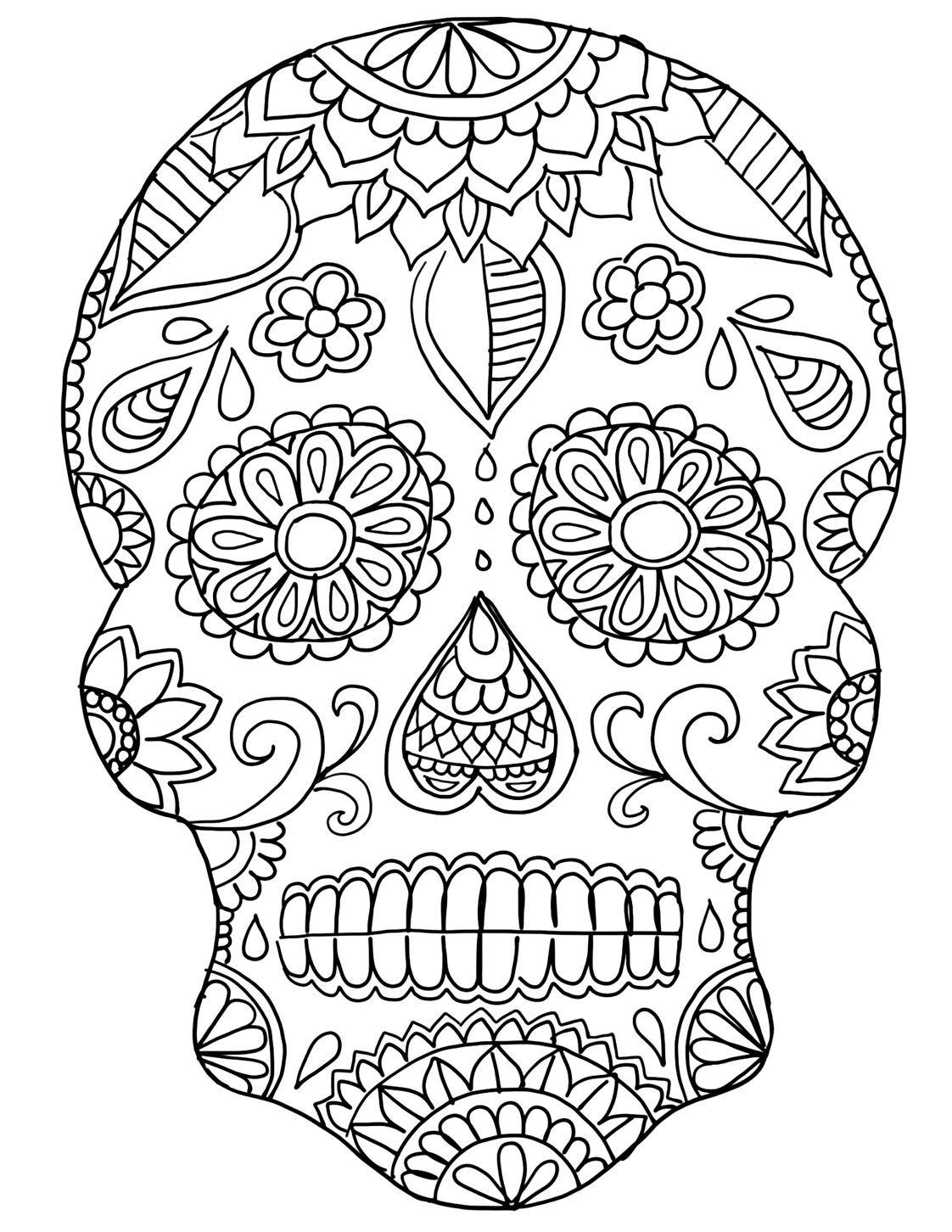 1122x1452 Easy Day Of The Dead Skeleton Coloring Pages W
