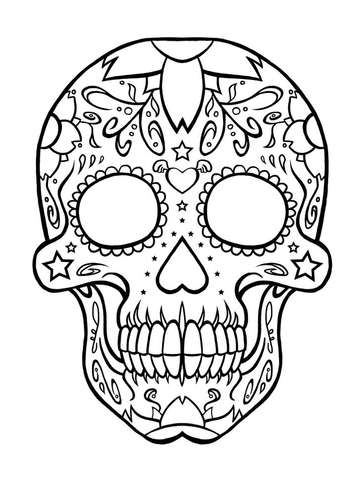 736x969 Day Of The Dead Sugar Skull Coloring Page Free Printable Inside