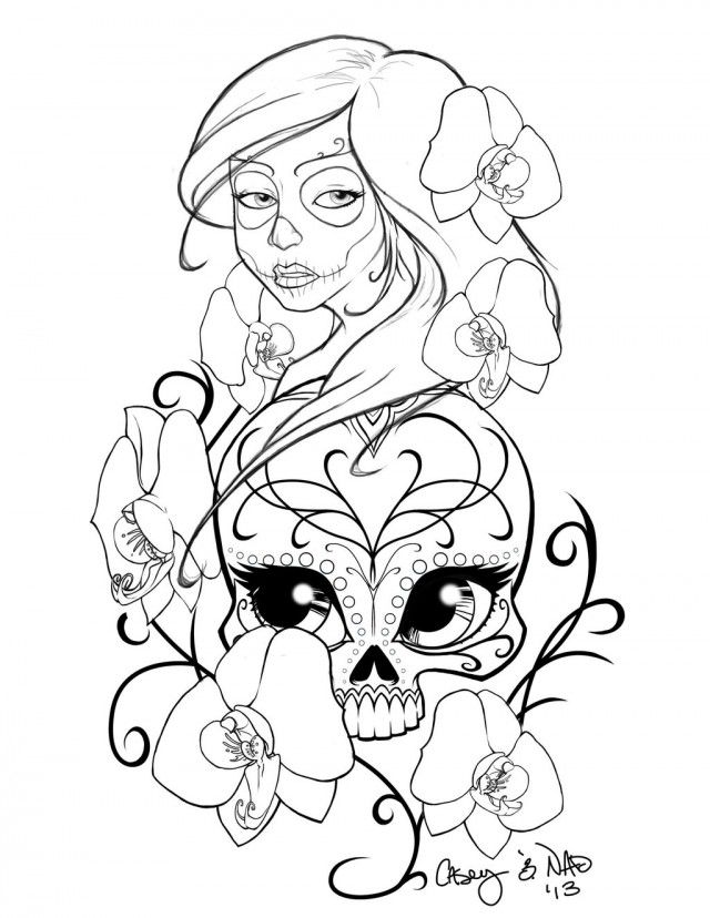 640x828 New Sugar Skull Drawing And Coloring 211158 Sugar Skull Coloring