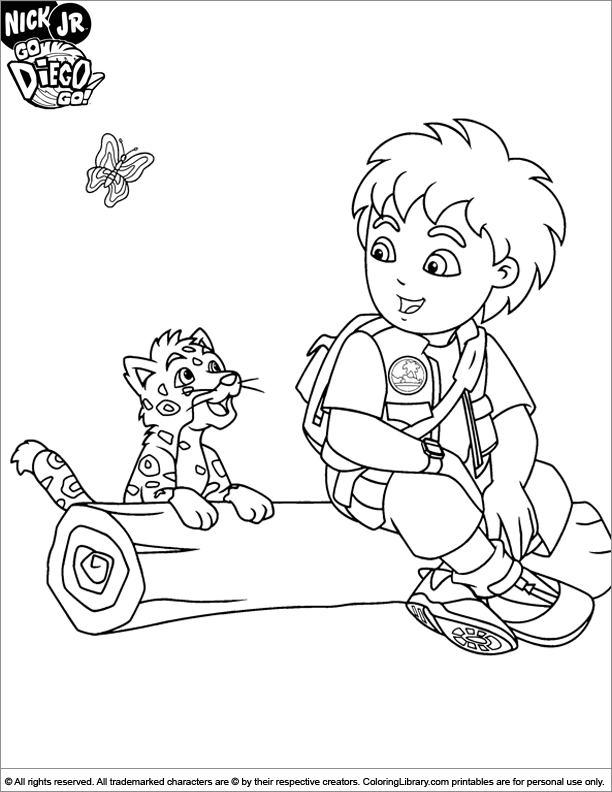 Go Diego Go Coloring Page Diego Sitting On A Tree Stumb Coloring 612x792 Go Diego Go Coloring Page Diego Sitting On A Tree Stumb Coloring