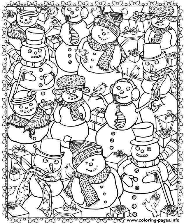 631x770 Adult Christmas Snowman Coloring Pages Printable