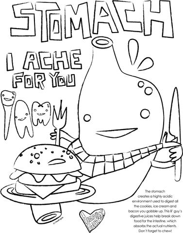 Stomach Coloring Page I Heart Guts 377x480 Stomach Coloring Page I Heart Guts
