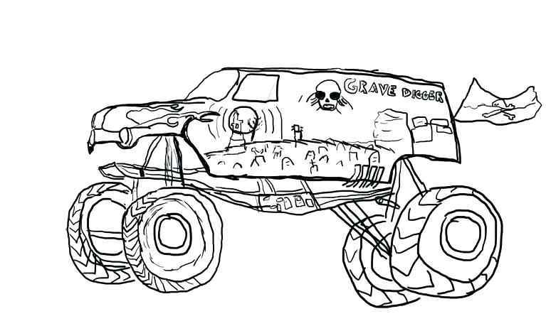 767x452 Grave Digger Coloring Pages Monster Truck Coloring Pages Grave