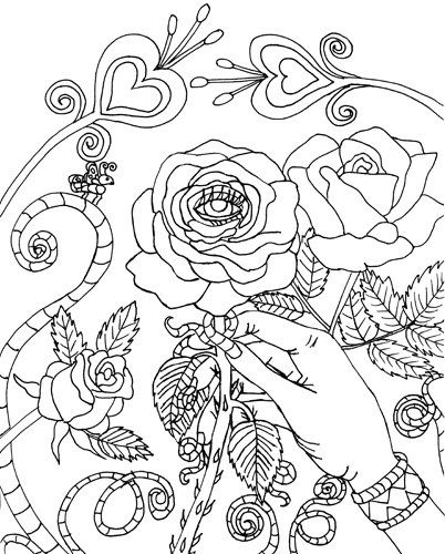 Malocchio Evil Eye Rose Coloring Page Digital Coloring Book Page 402x500 Malocchio Evil Eye Rose Coloring Page Digital Coloring Book Page