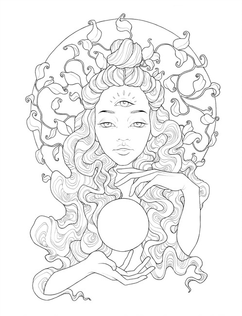 498x649 Trippy Chicks Digital Coloring Pages Artist And Illustrator