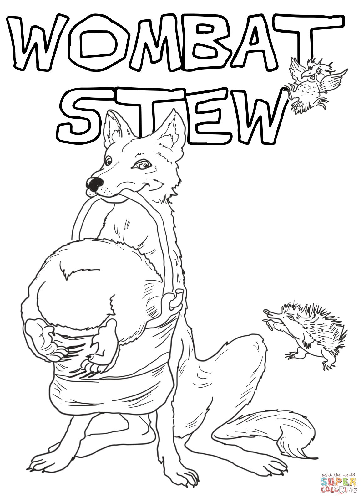 1164x1600 Dingo And Wombat In A Pot Coloring Page