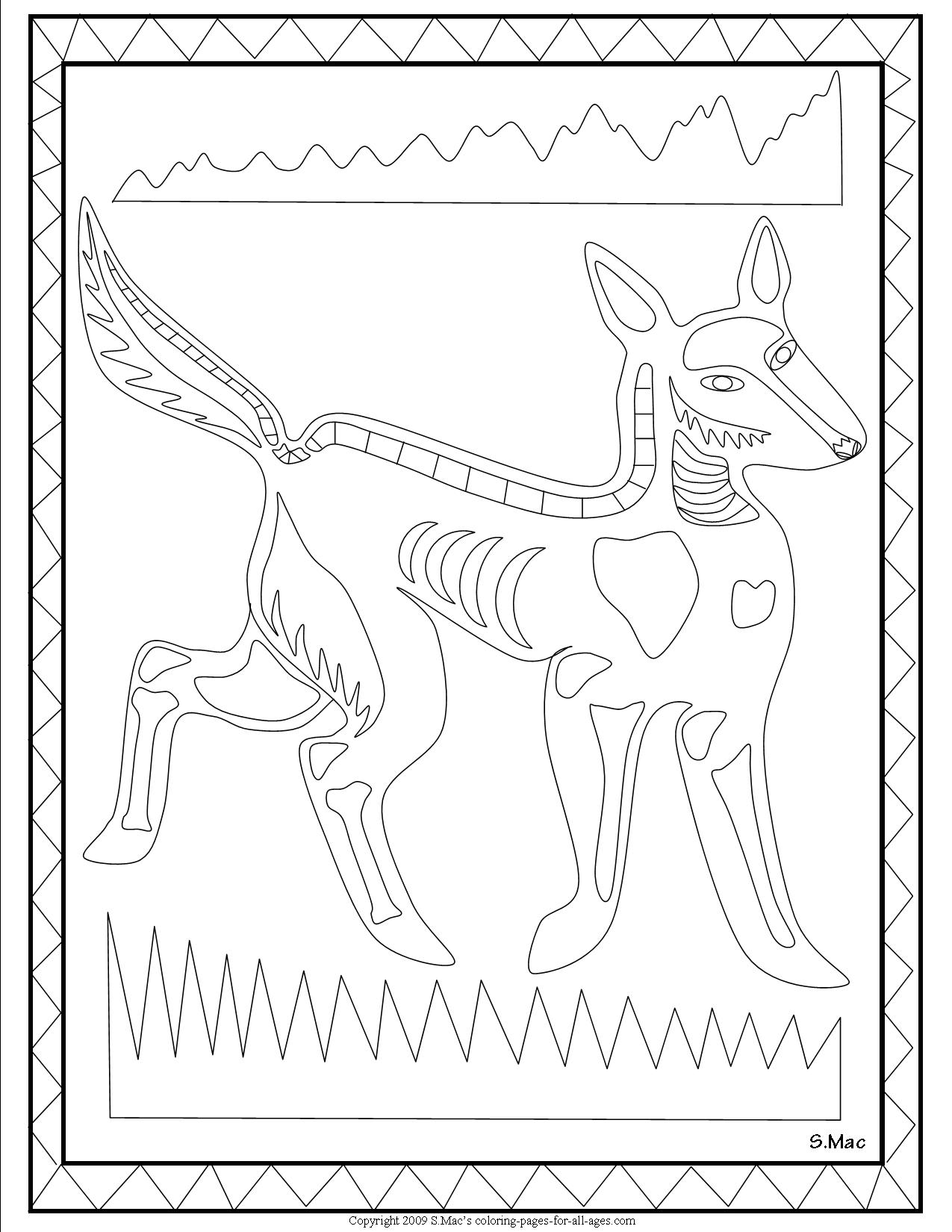 1275x1650 S.mac's X Ray Art Dingo Coloring Page Paper Art