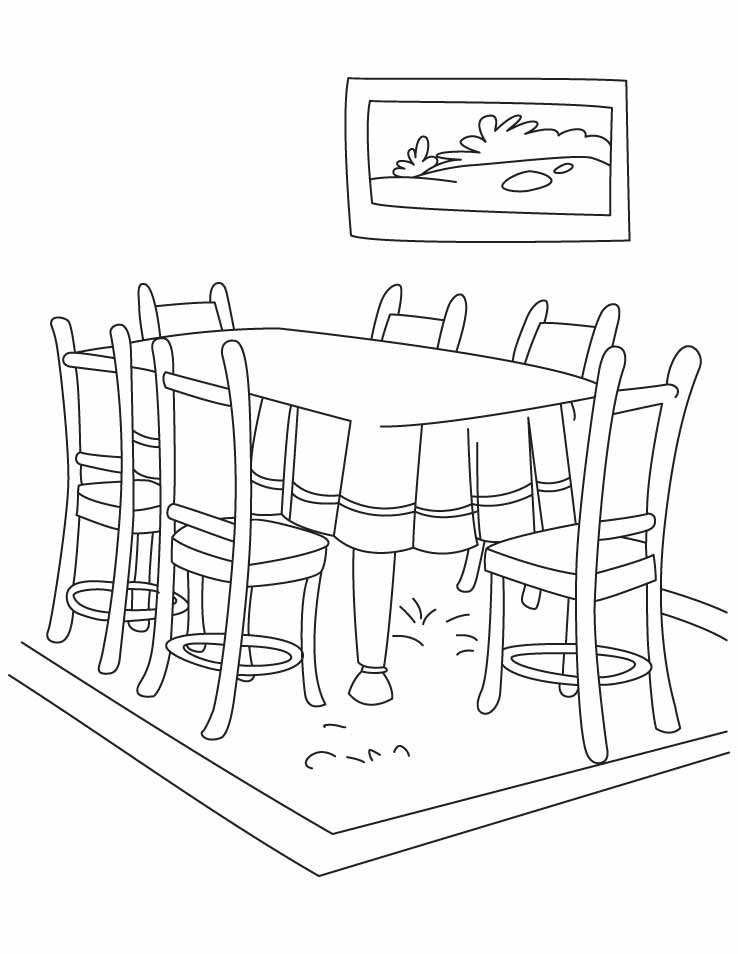738x954 Dining Room Table Coloring Page