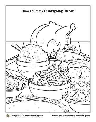 365x465 Thanksgiving Dinner Plate Coloring Pages