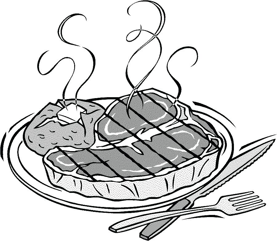 900x786 Dinner Plate Coloring Page Pork Clip Art Beef Black And White