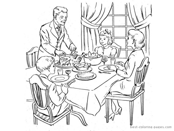 Family Eating Dinner Coloring Page 677x508 Family Eating Dinner Coloring Page