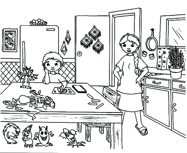 Kitchen Coloring Page Coloring Page Parts Of A House Kitchen 600x490 Kitchen Coloring Page Coloring Page Parts Of A House Kitchen