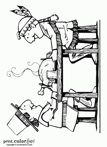 Thanksgiving Dinner Table Coloring Page 363x500 Thanksgiving Dinner Table Coloring Page