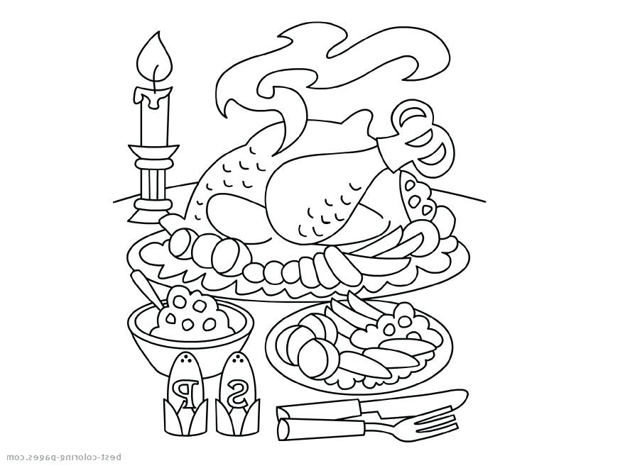 Turkey Dinner Coloring Page Professional 880x660 Turkey Dinner Coloring Page Professional