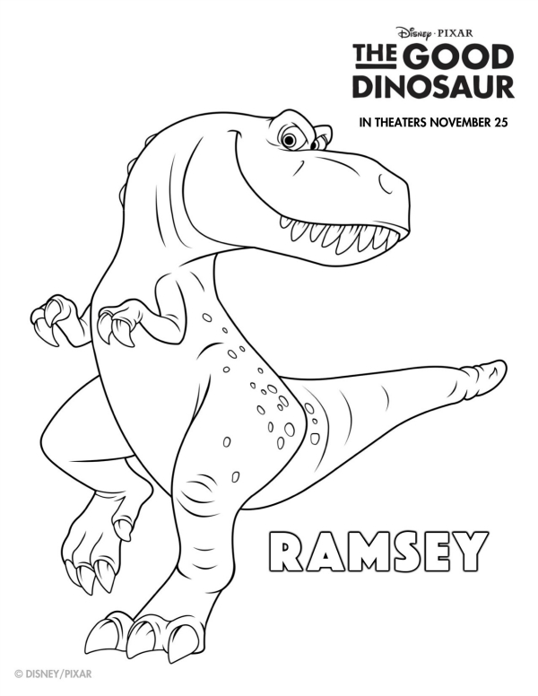 Disney The Good Dinosaur Free Printable Ramsey Coloring Page 600x776 Disney The Good Dinosaur Free Printable Ramsey Coloring Page