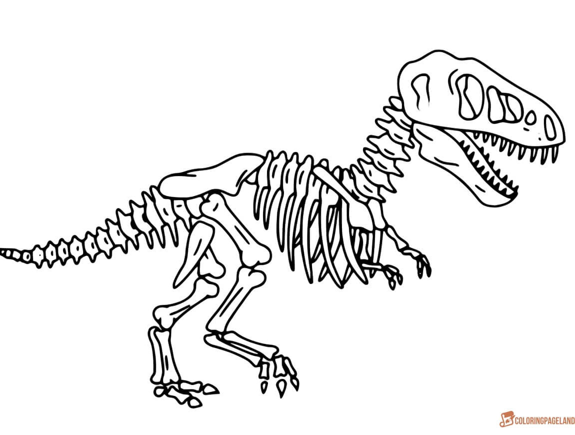 Free Dinosaur Skeleton Coloring Pages 1
