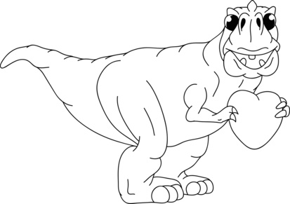 413x291 Cute T Rex Heart Valentine Dinosaur Coloring Pages Dringrames
