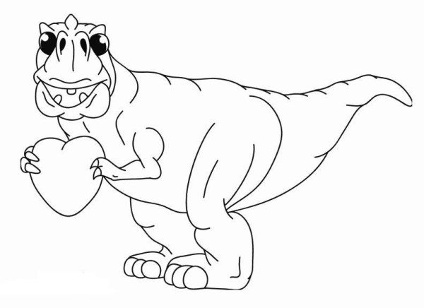 600x436 Cute T Rex Heart Valentine Dinosaur Coloring Pages